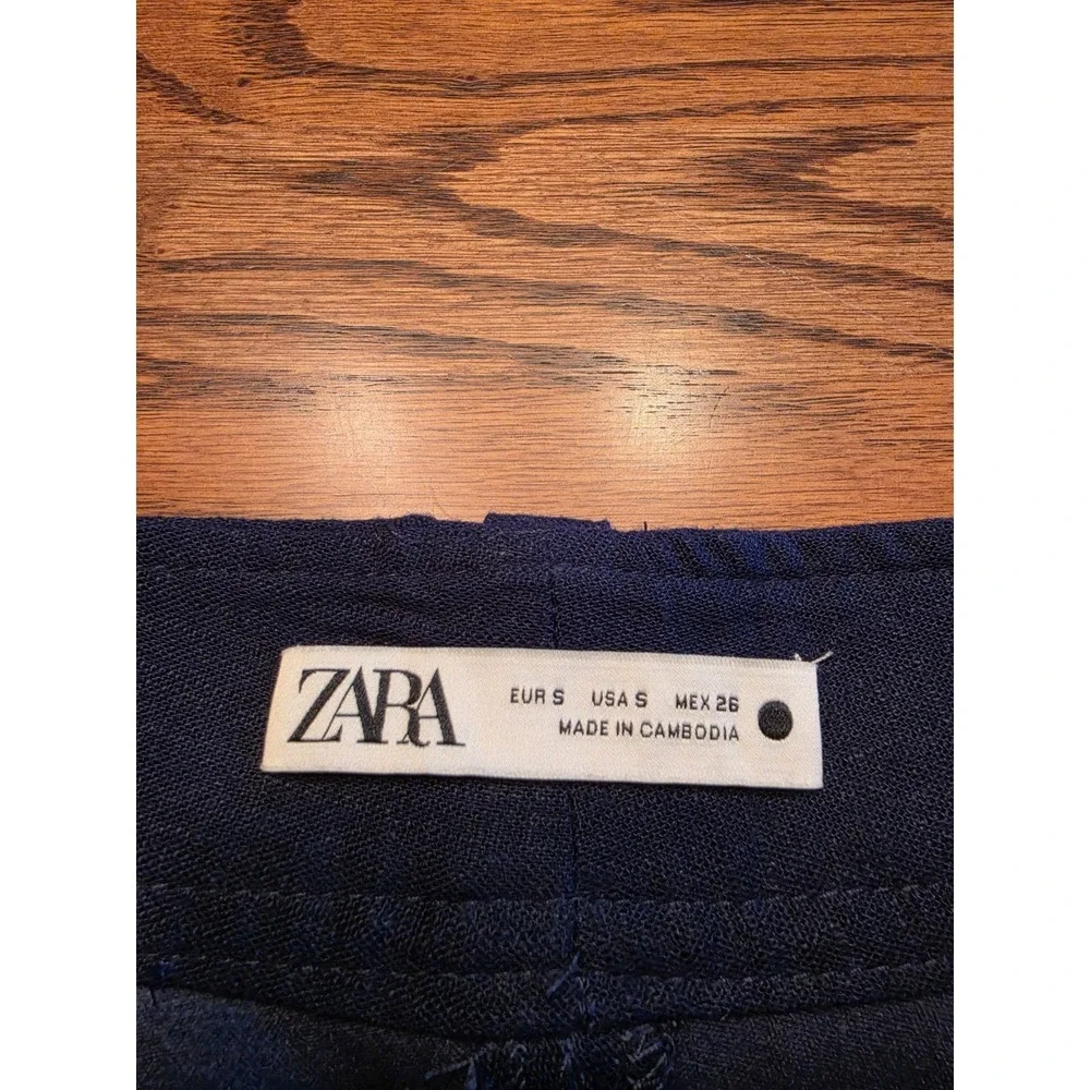 Zara Culotte Pants Womens Small Embroidered Cropped Linen Blend Boho Coastal